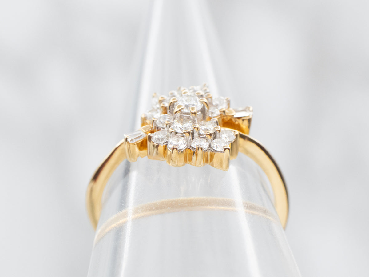 Baguette and Round-Cut Diamond Cluster Ring