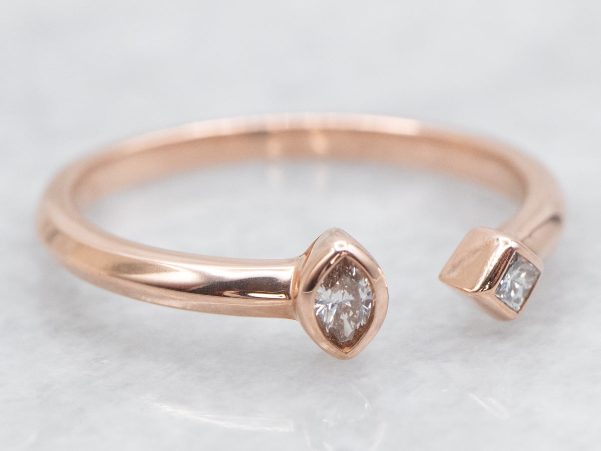 Modernist Rose Gold Diamond Band