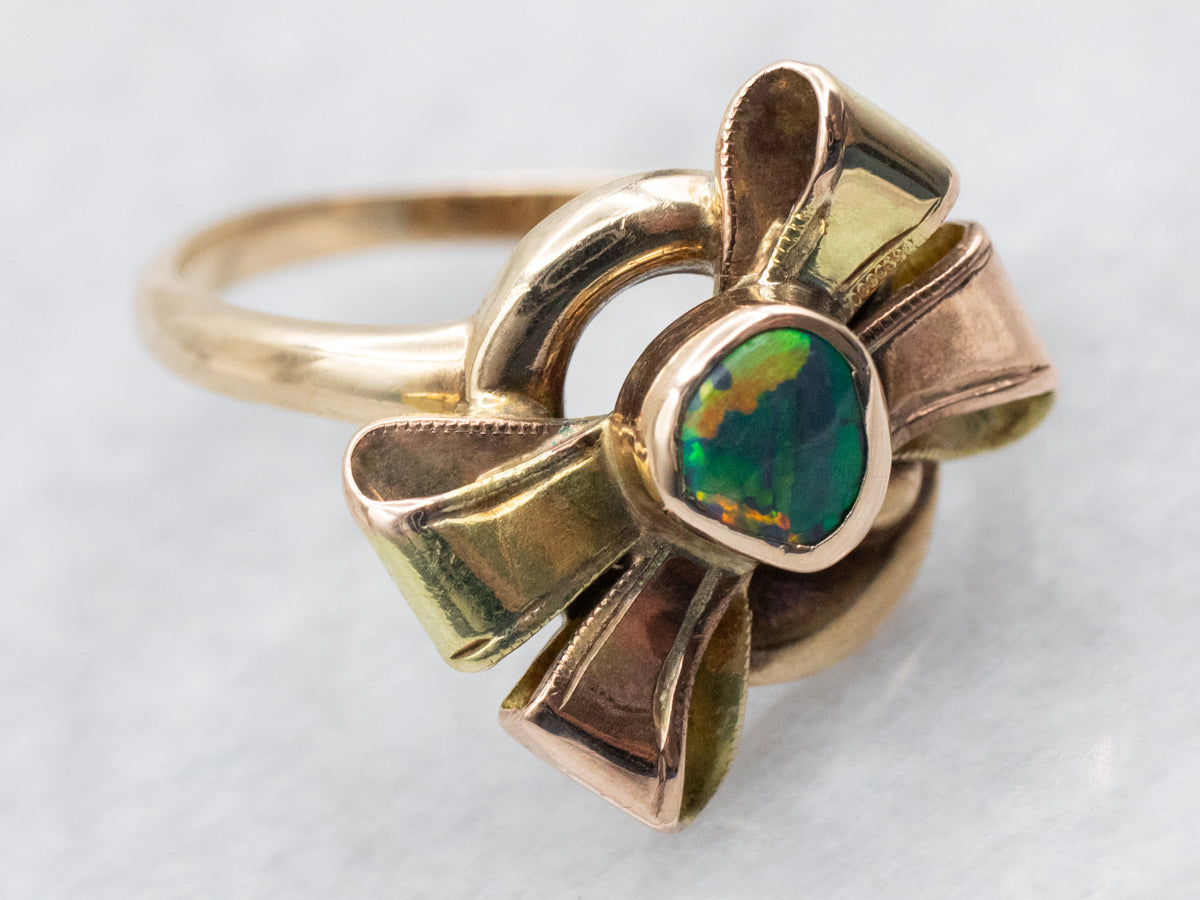 Sweet Retro Boulder Opal Bow Ring