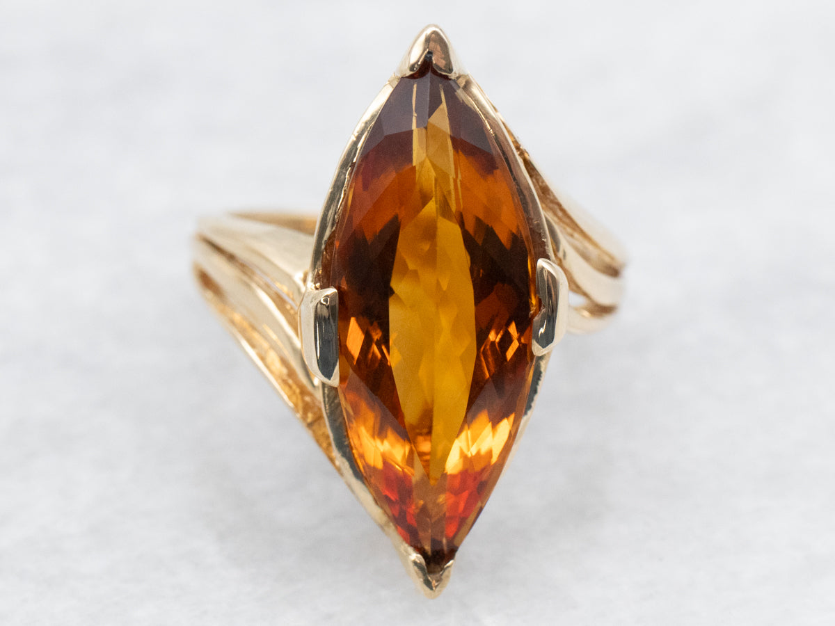 Citrine 4.65 CT WT, Marquis Cut, yellow orange Statement Gemstone, GIA Certified Appraised, Faceted,Ring, fashion Pendant gemstone, Yellow gemstone