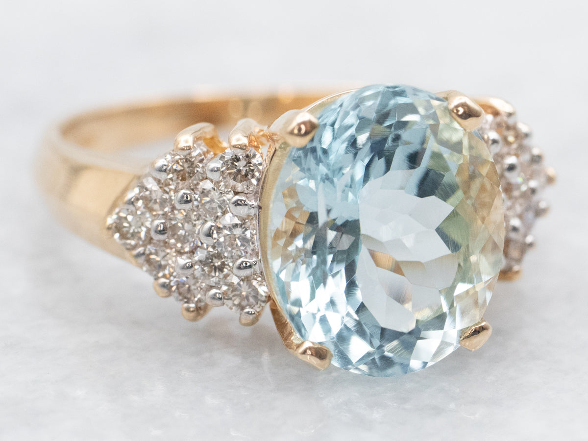 Lovely Aquamarine and Diamond Ring