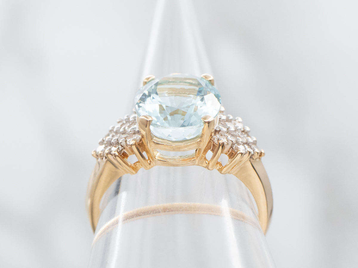 Lovely Aquamarine and Diamond Ring