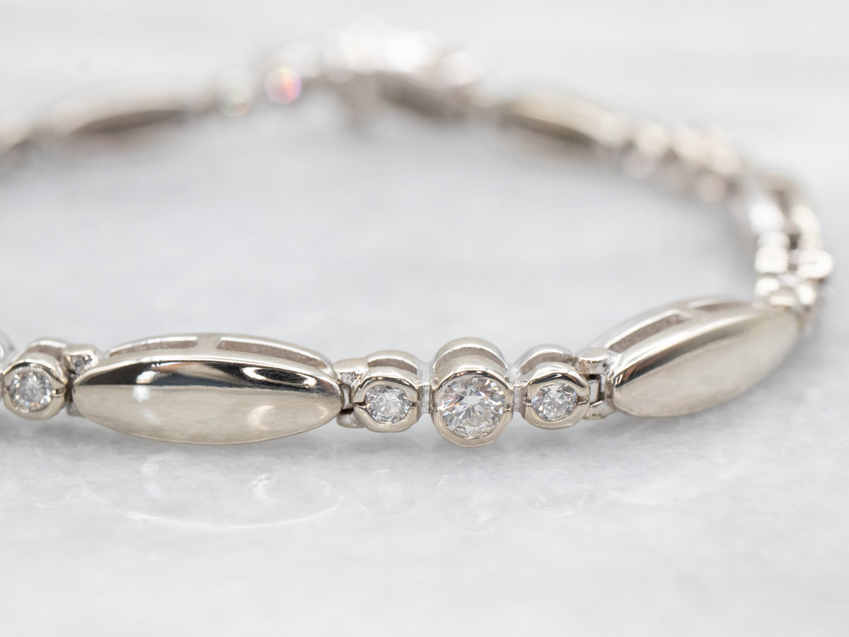 Modern White Gold Diamond Link Bracelet