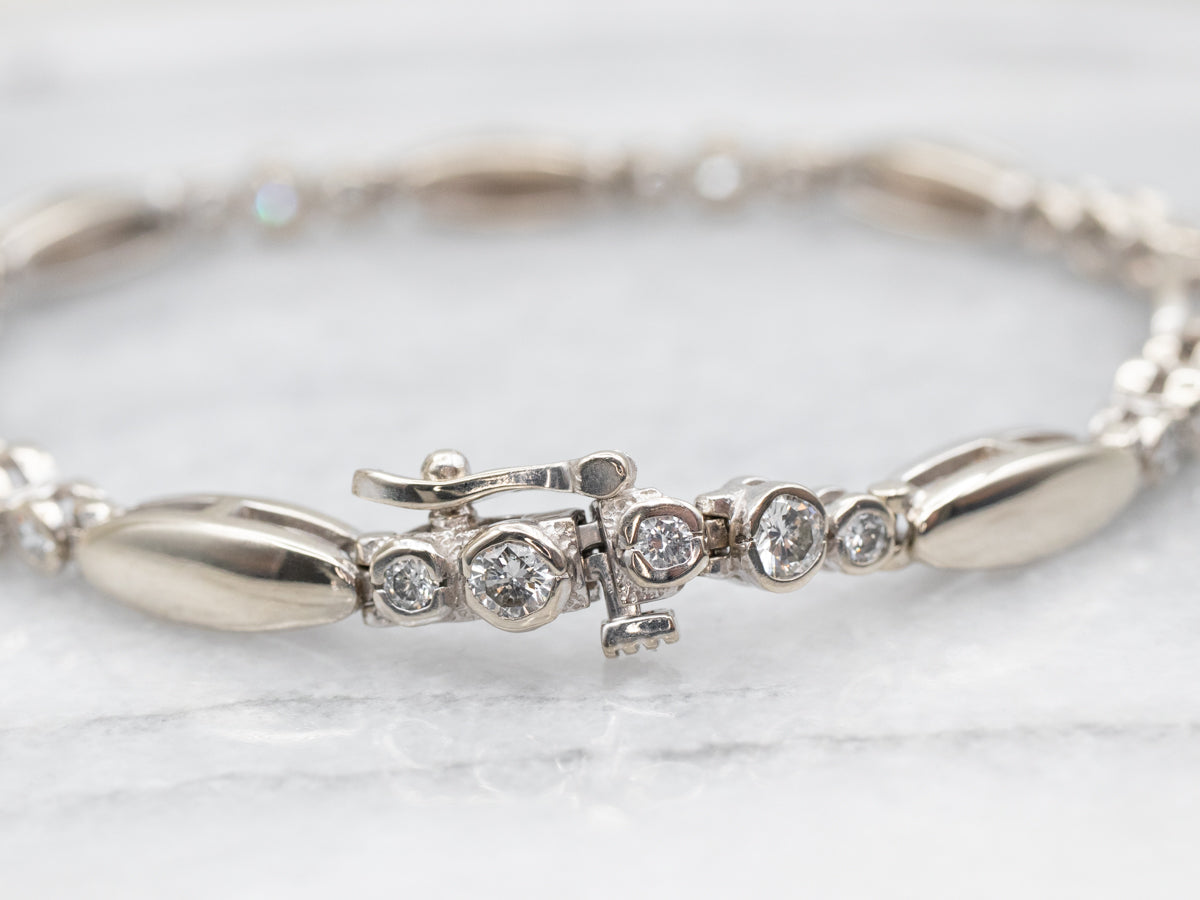 Modern White Gold Diamond Link Bracelet