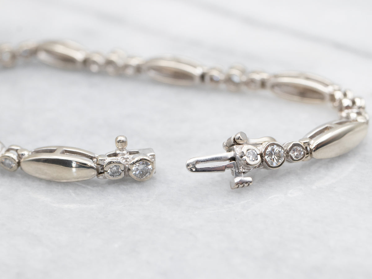 Modern White Gold Diamond Link Bracelet