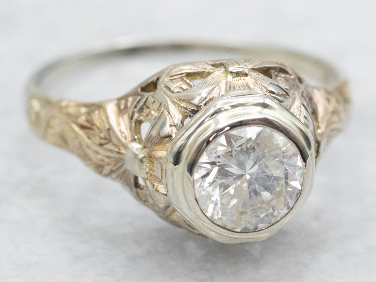 Art Deco Diamond Solitaire Engagement Ring