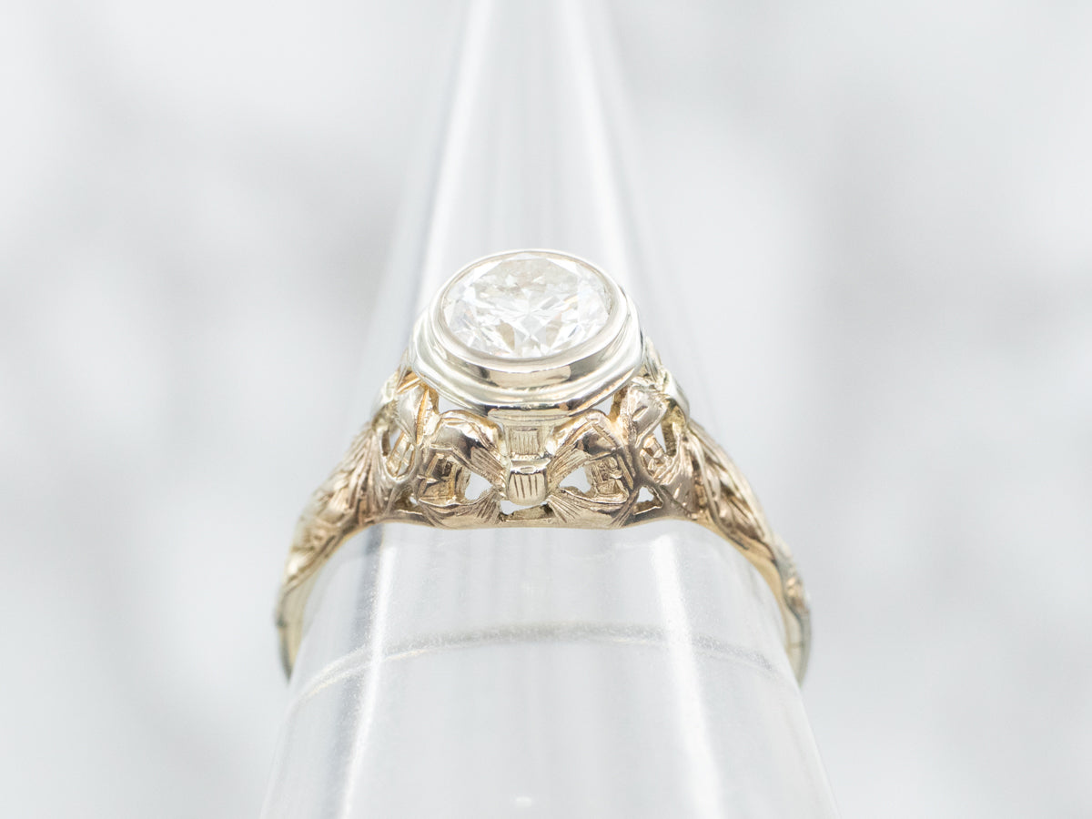 Art Deco Diamond Solitaire Engagement Ring