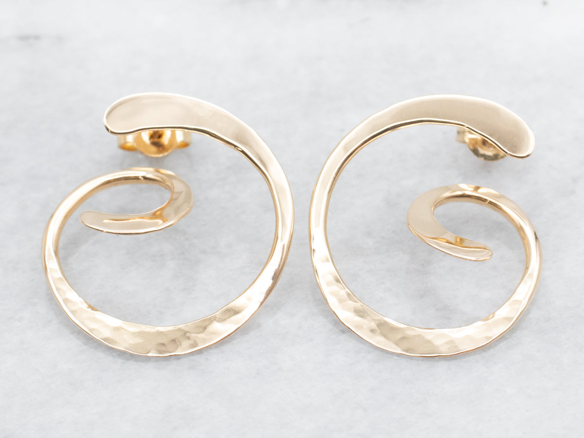 Swirling Gold Stud Earrings