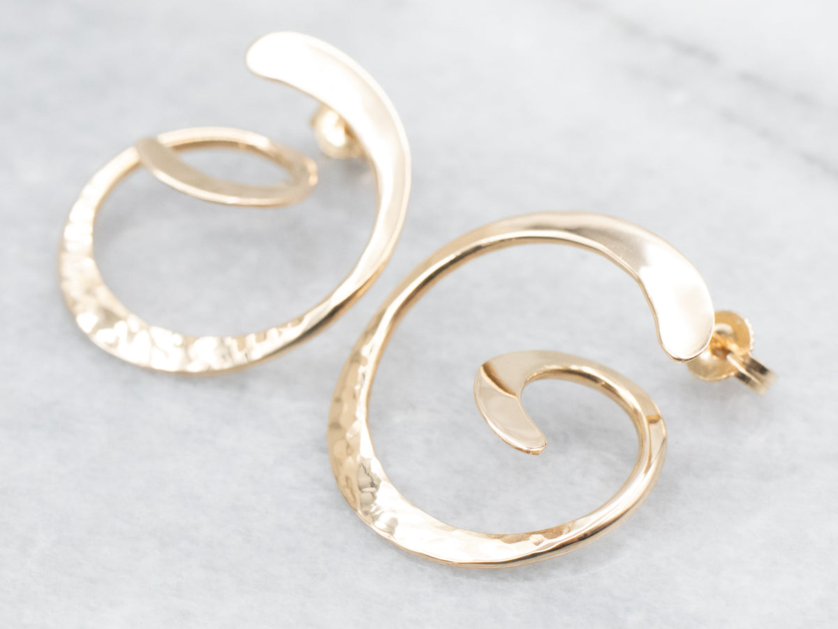 Swirling Gold Stud Earrings