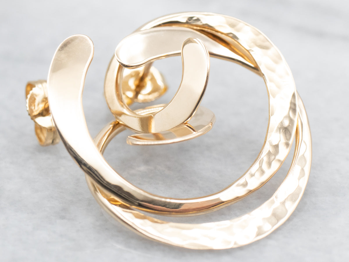 Swirling Gold Stud Earrings