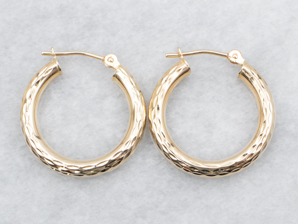 Faceted Gold Hoop Earrings