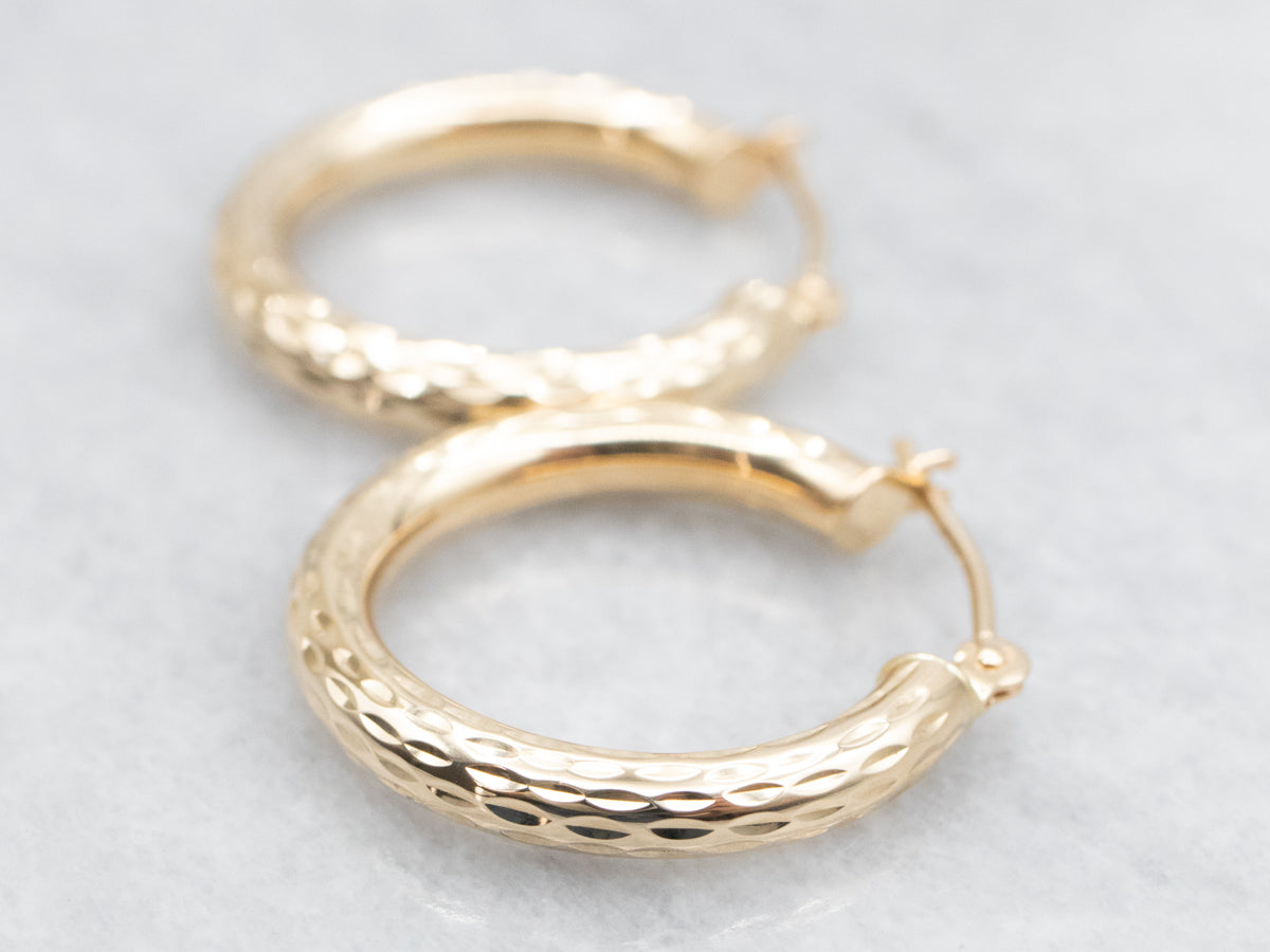 Faceted Gold Hoop Earrings