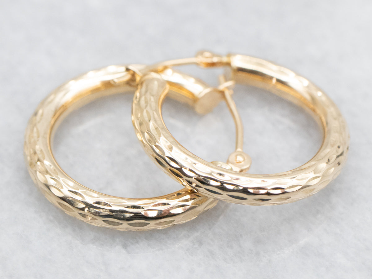 Faceted Gold Hoop Earrings