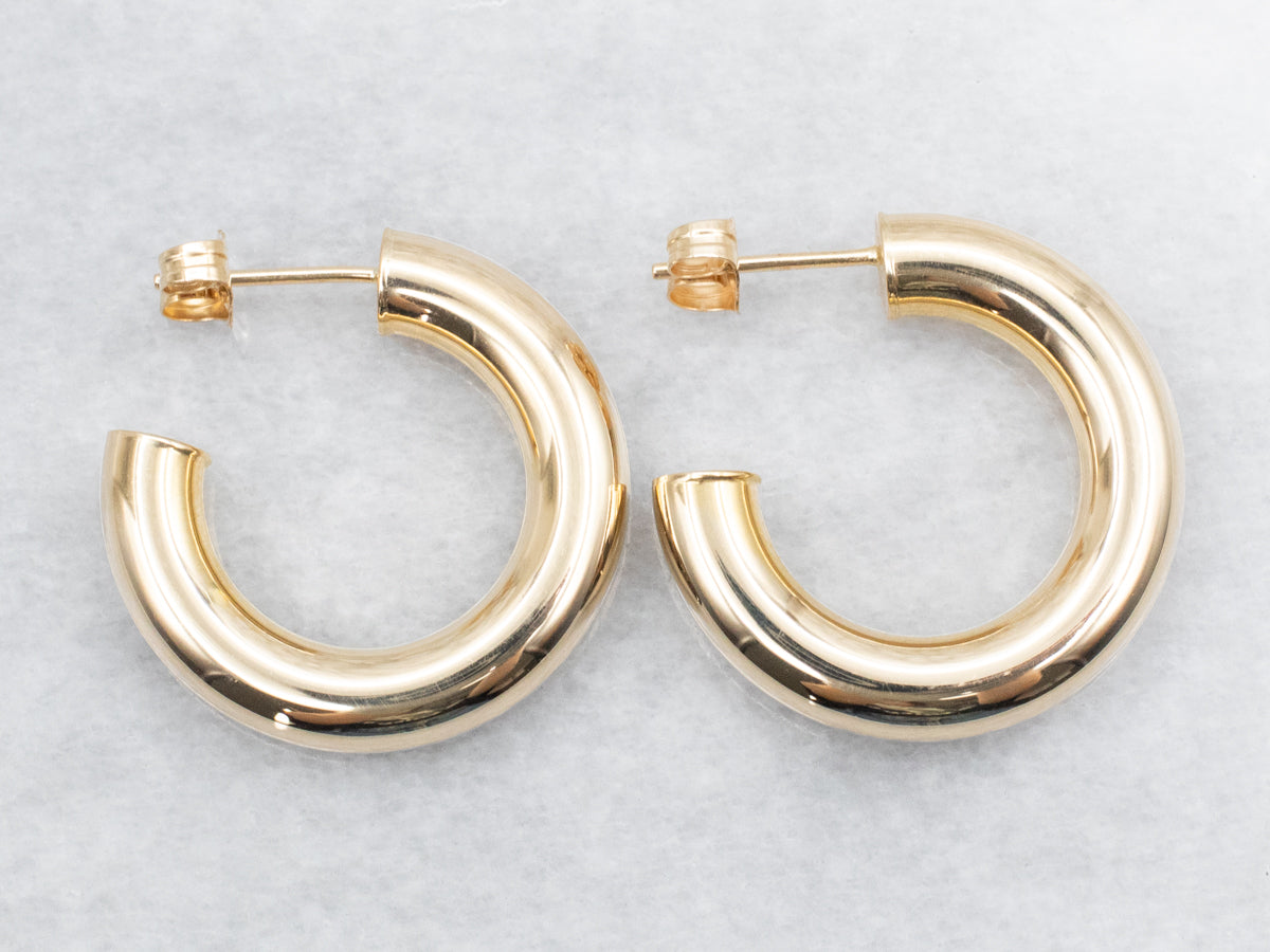 Chunky Yellow Gold Hoop Earrings