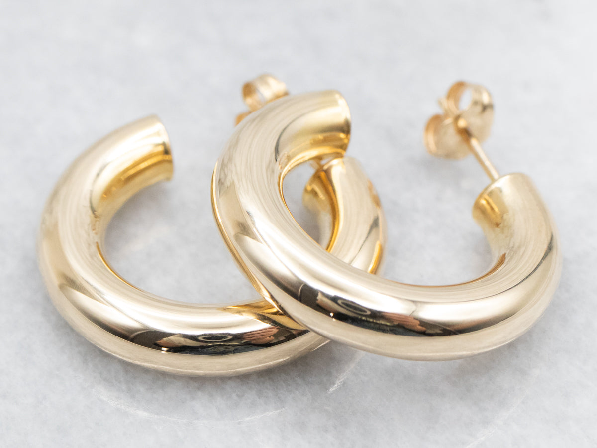 Chunky Yellow Gold Hoop Earrings