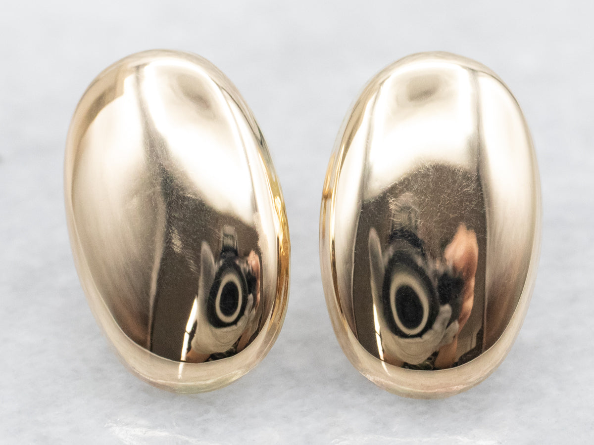 Polished Oval Gold Stud Earrings