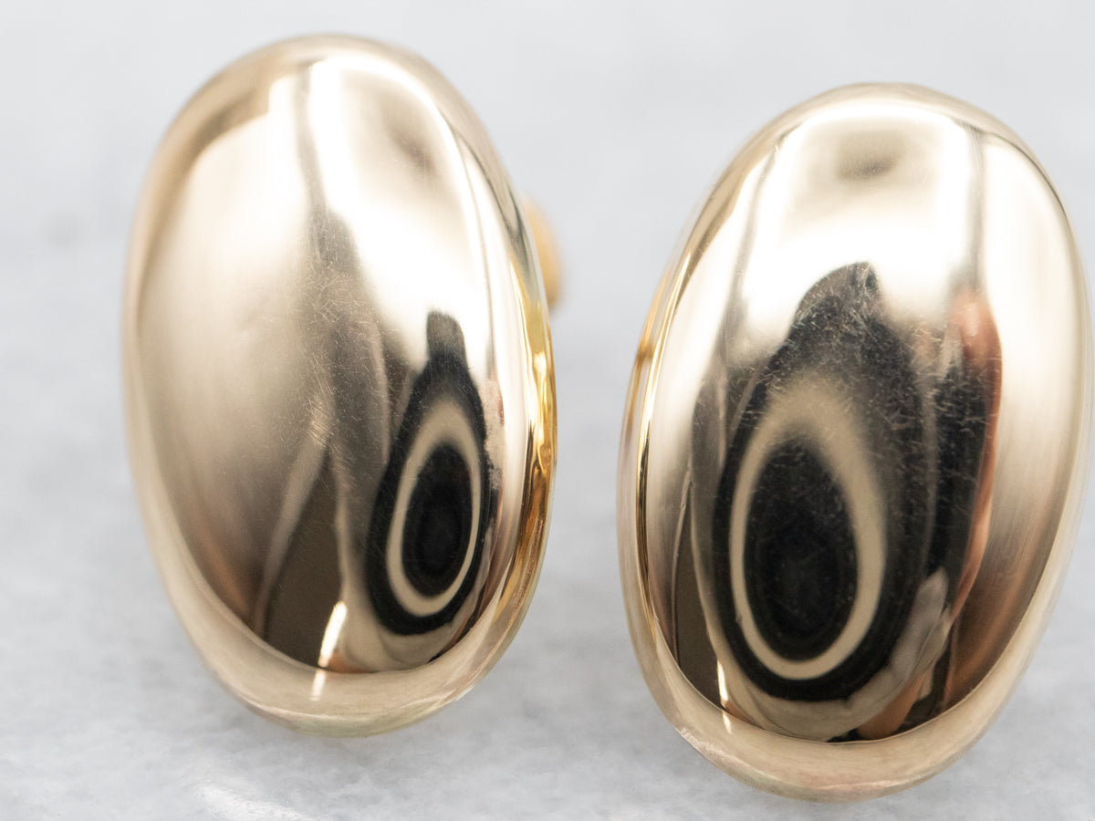 Polished Oval Gold Stud Earrings