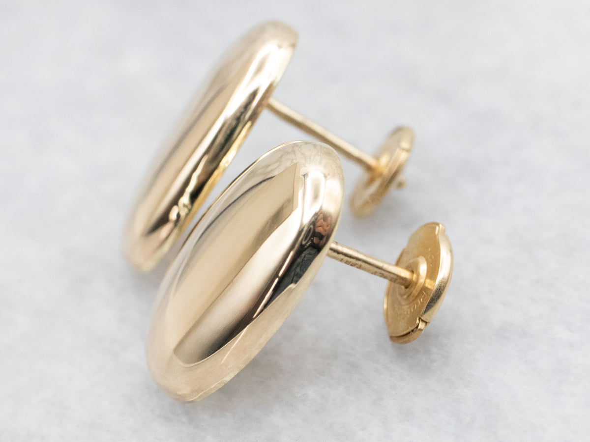 Polished Oval Gold Stud Earrings