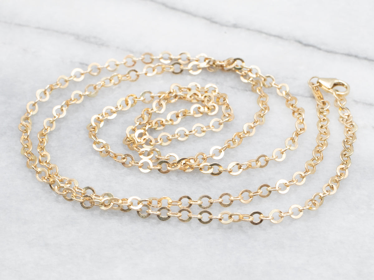 Polished Yellow Gold Circle Link Chain