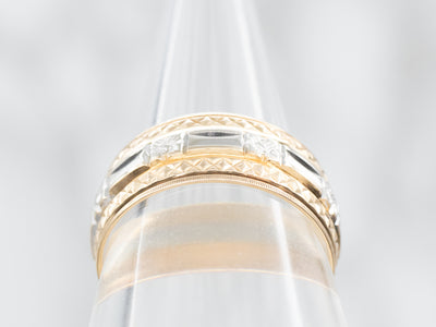 Two Tone Patterned Wedding Band