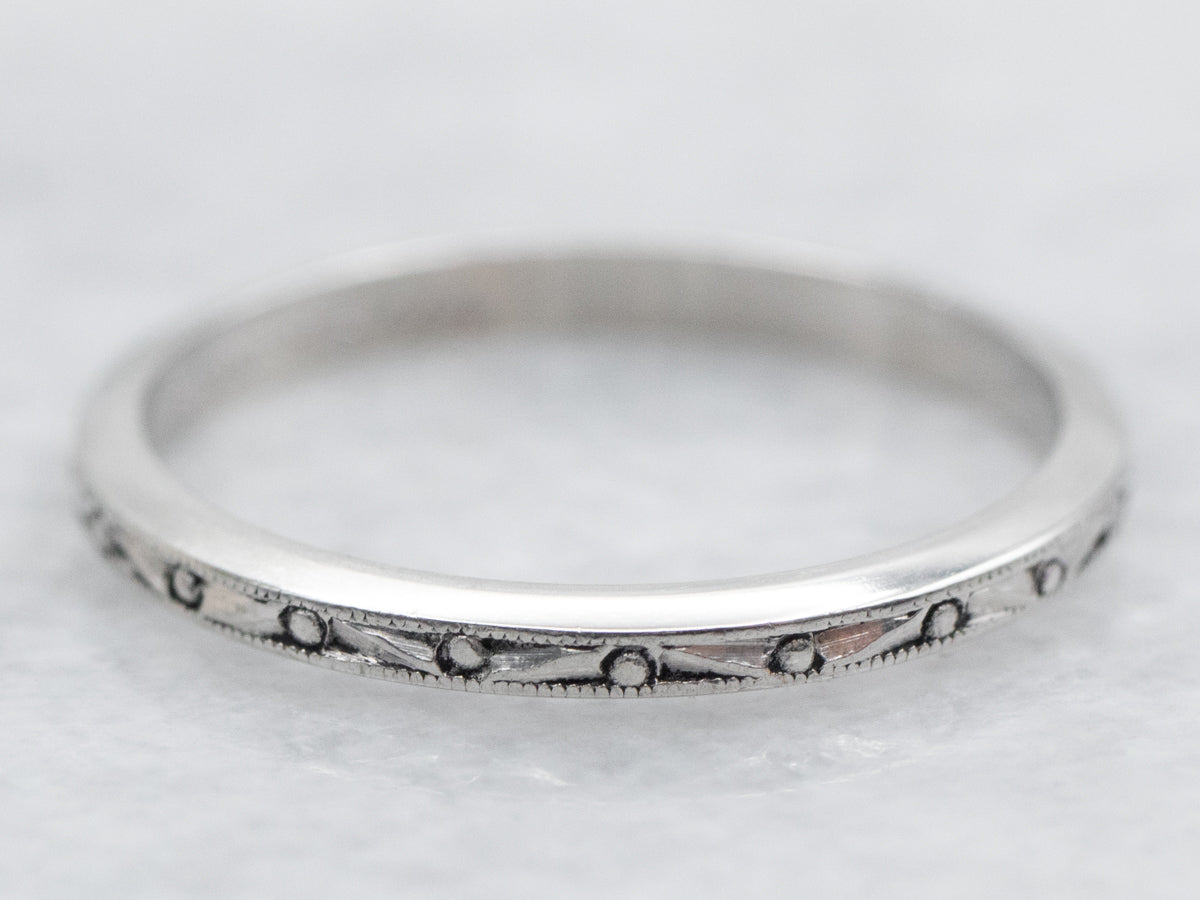 Platinum Patterned Wedding Band