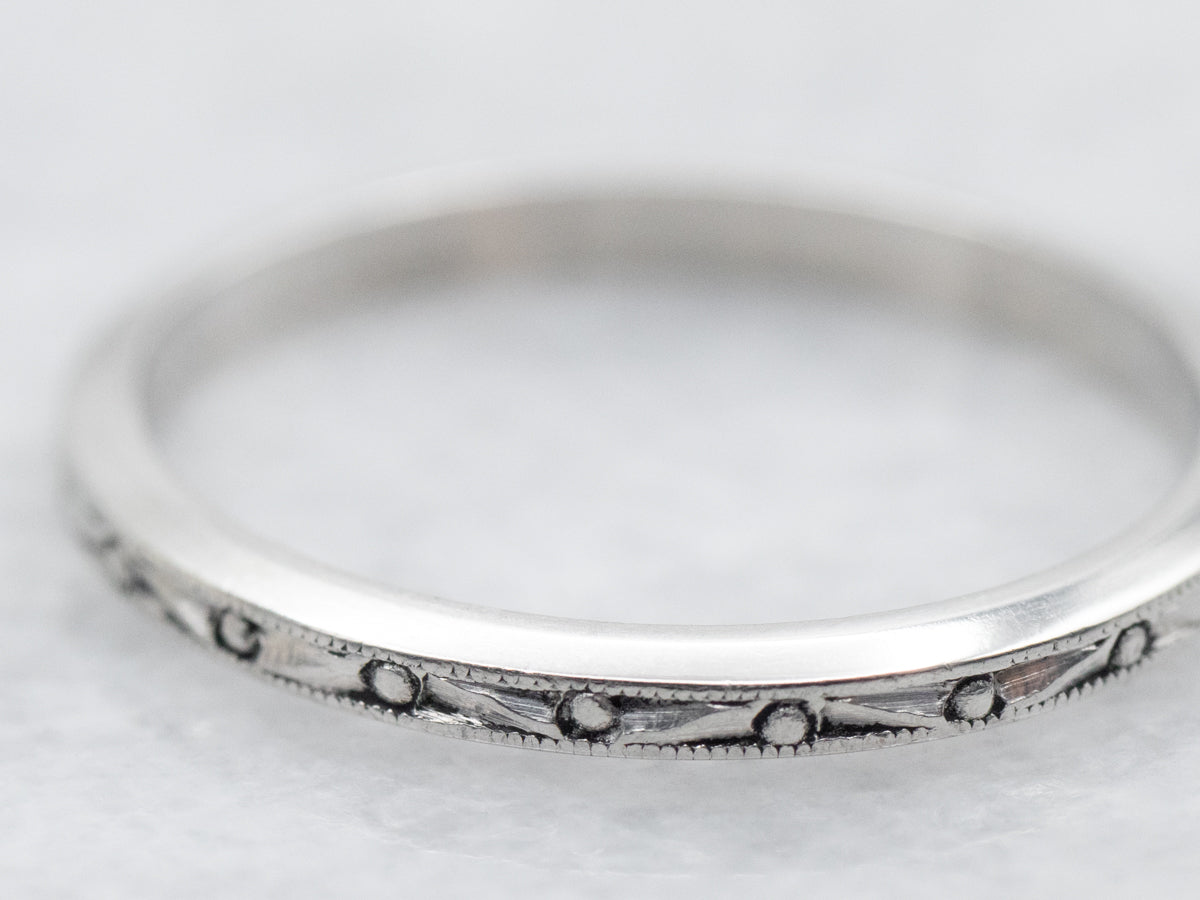 Platinum Patterned Wedding Band