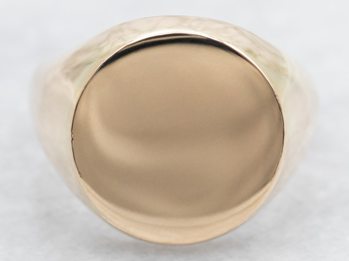 Yellow Gold Plain Signet Ring with Round Top