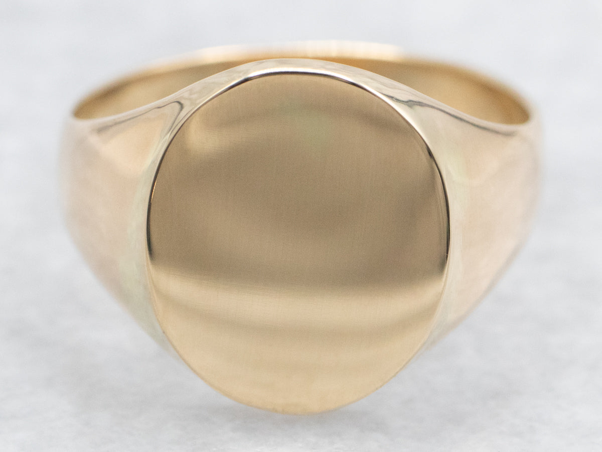 Yellow Gold Signet Ring with Oval Top