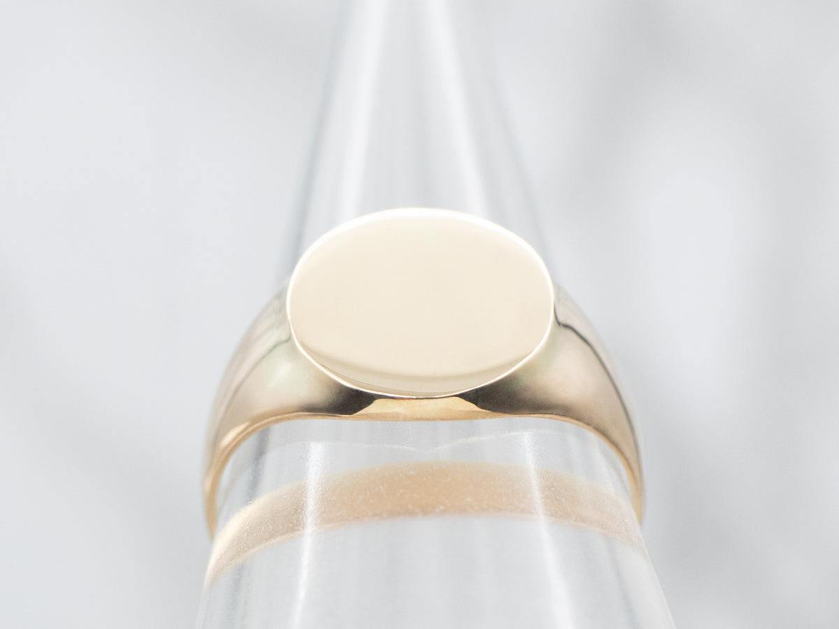 Yellow Gold Signet Ring with Oval Top