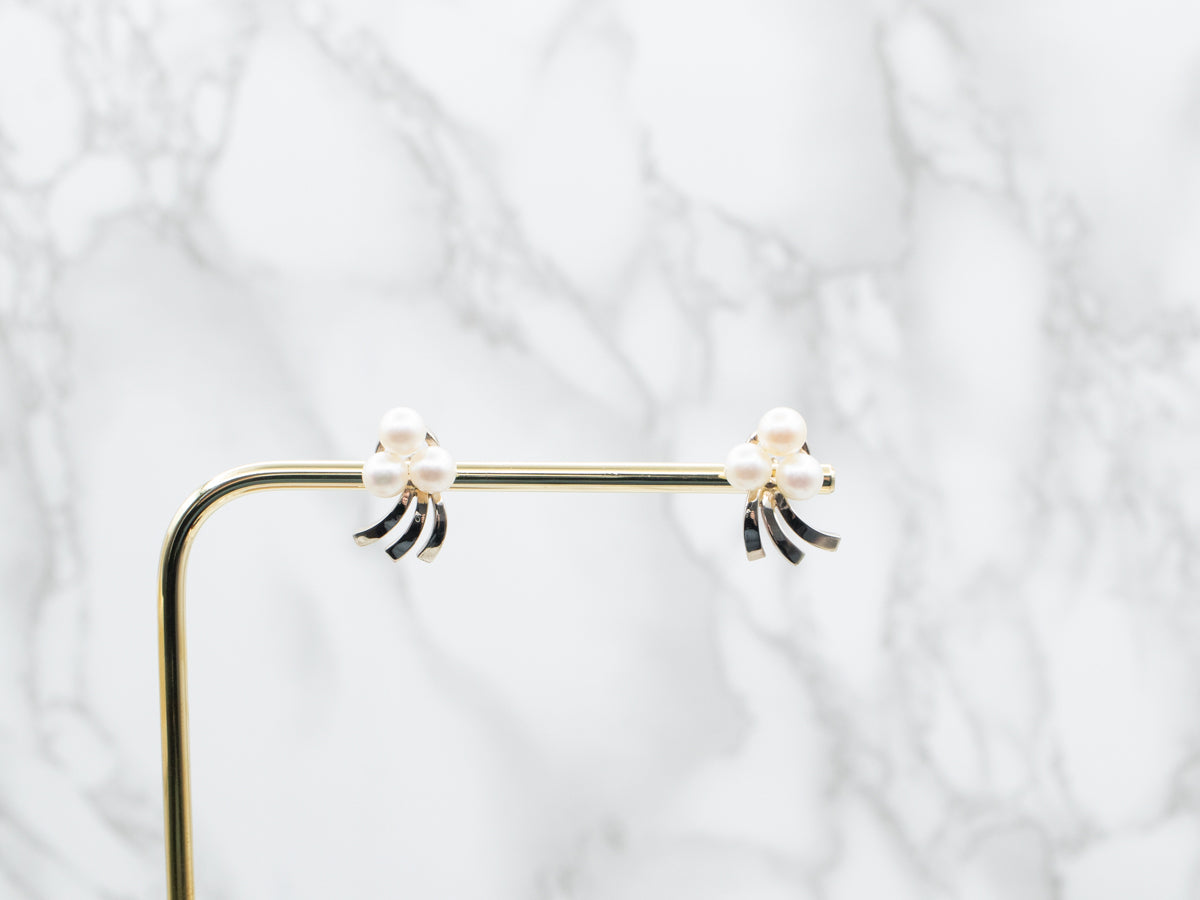 White Gold Pearl Stud Earrings