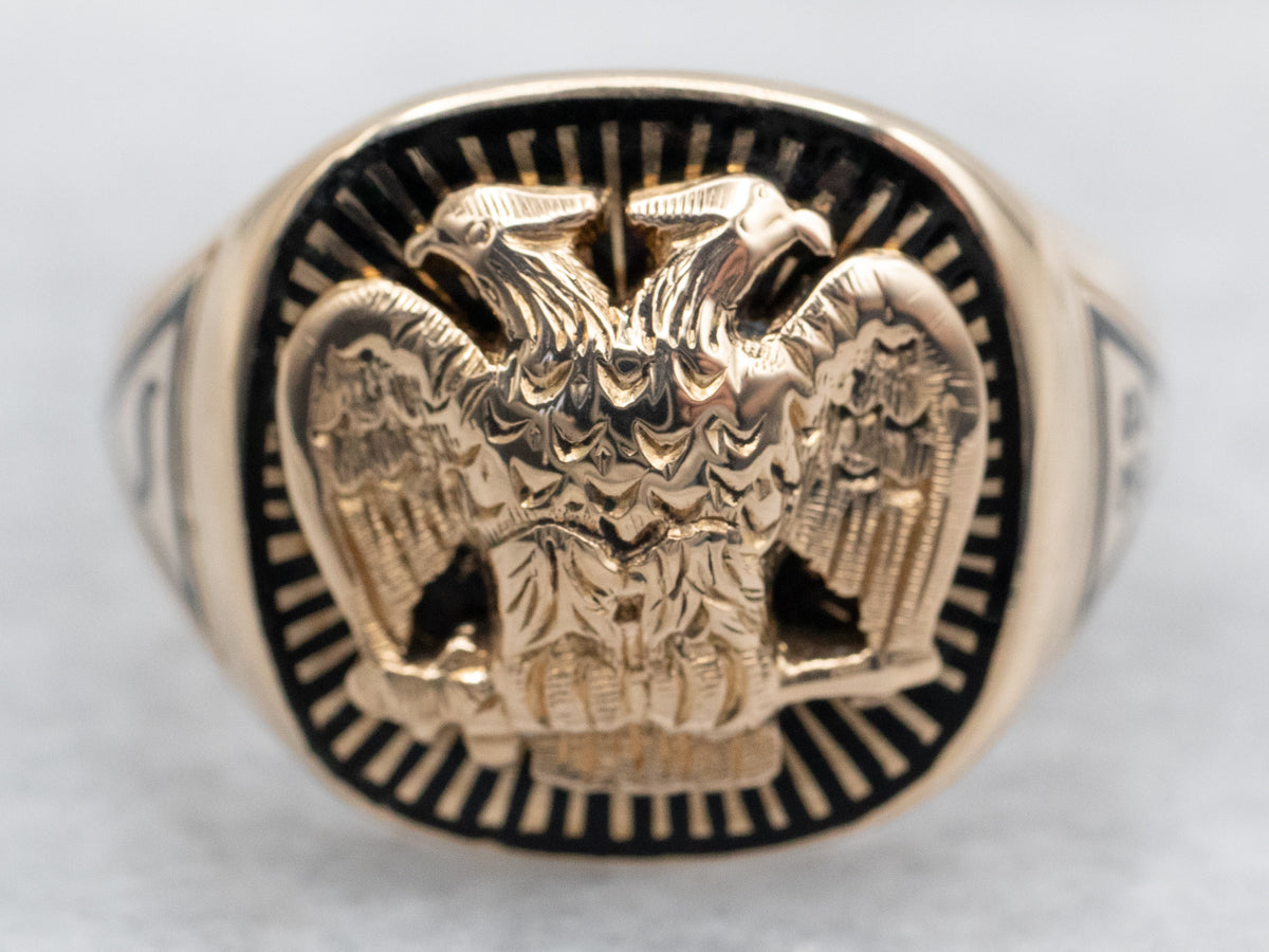 Black Enamel Masonic Ring