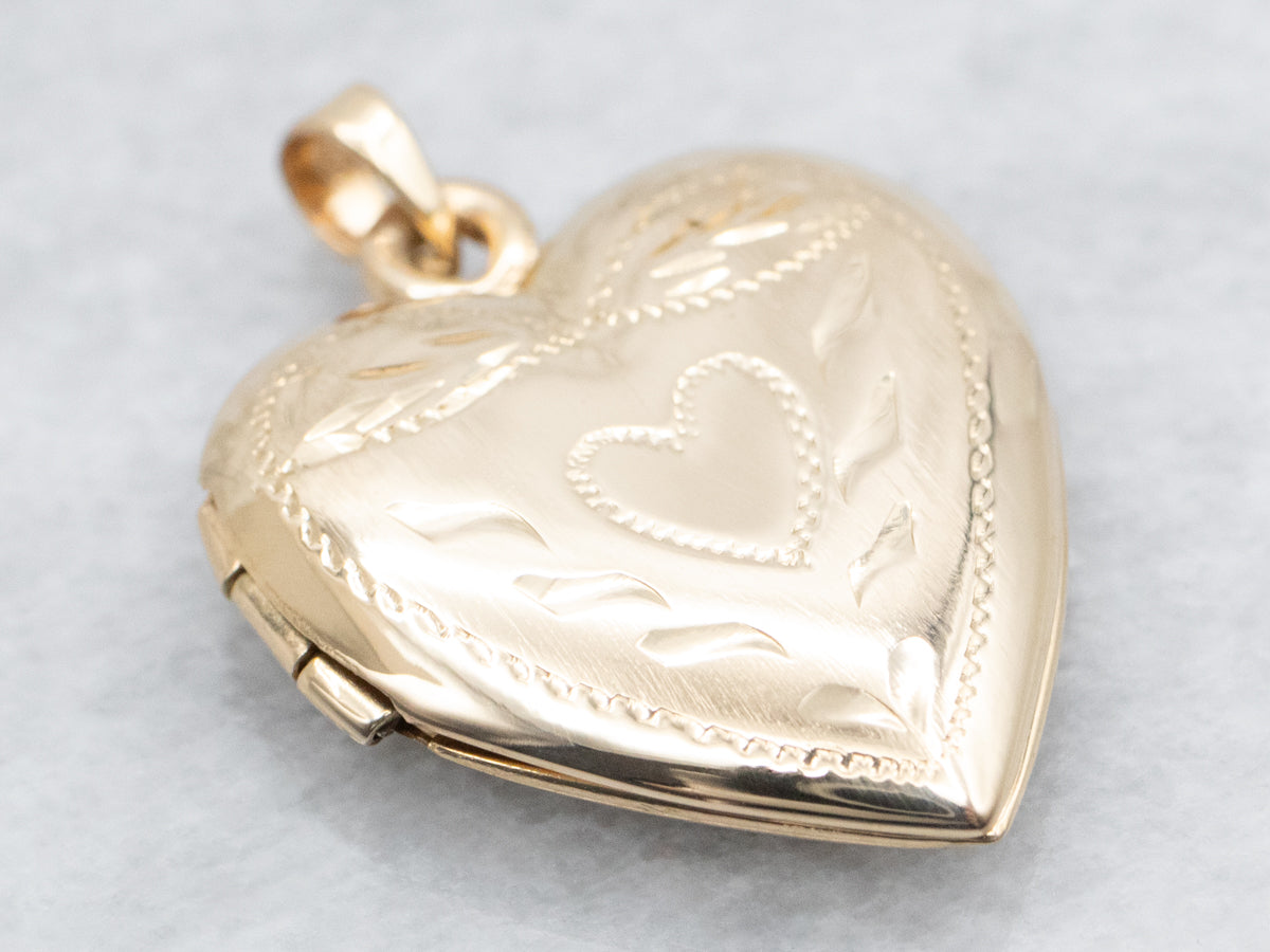 Etched Heart Shaped Locket