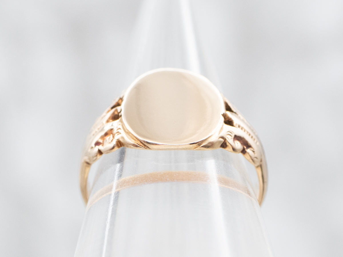 Plain Oval Top Signet Ring