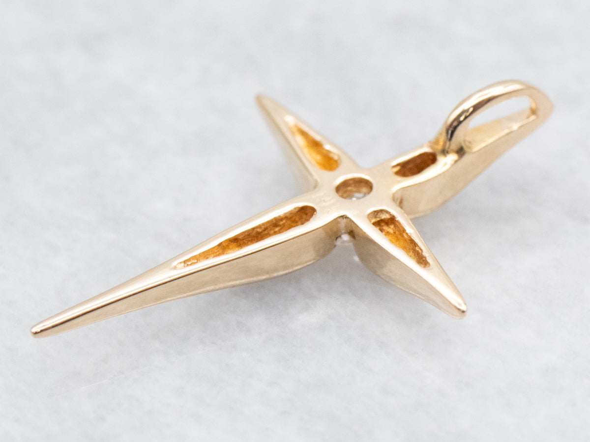 Gold Cross Pendant with Diamond Accent