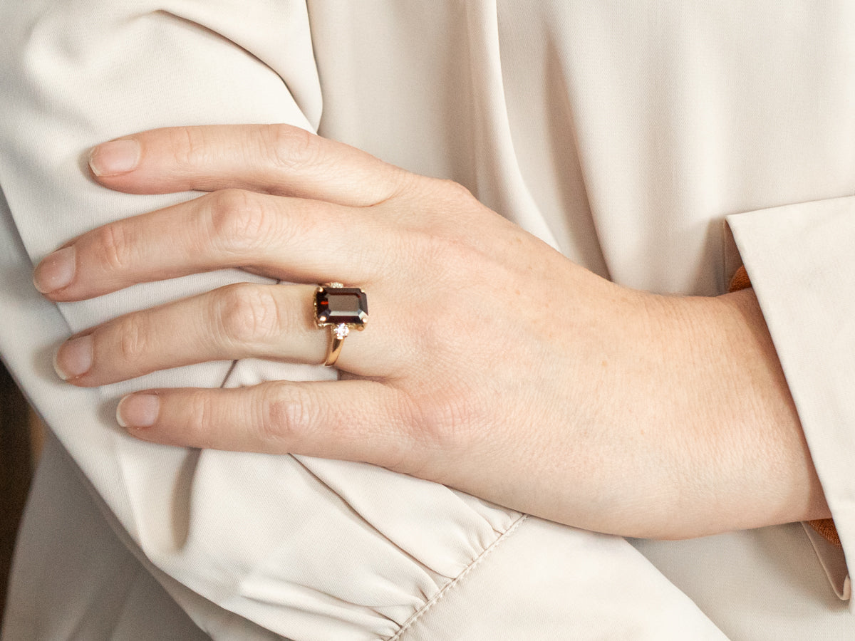 Garnet and Diamond Cocktail Ring