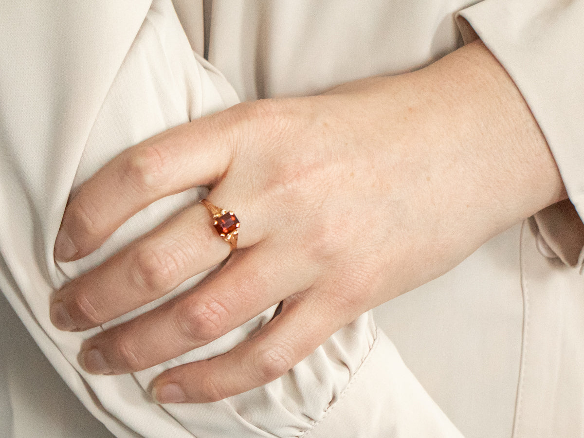 Garnet Solitaire Ring