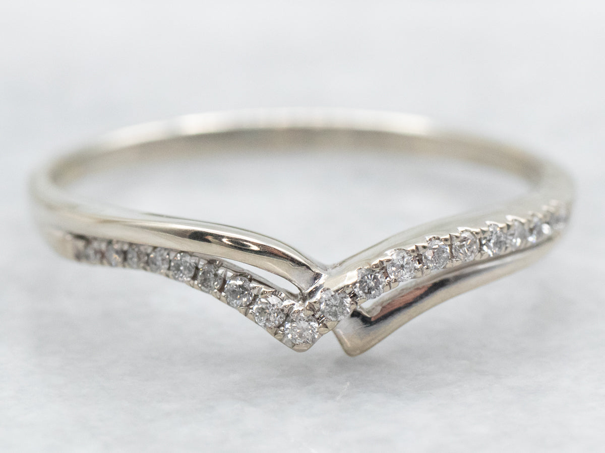 Curved Diamond Guard Wedding Band