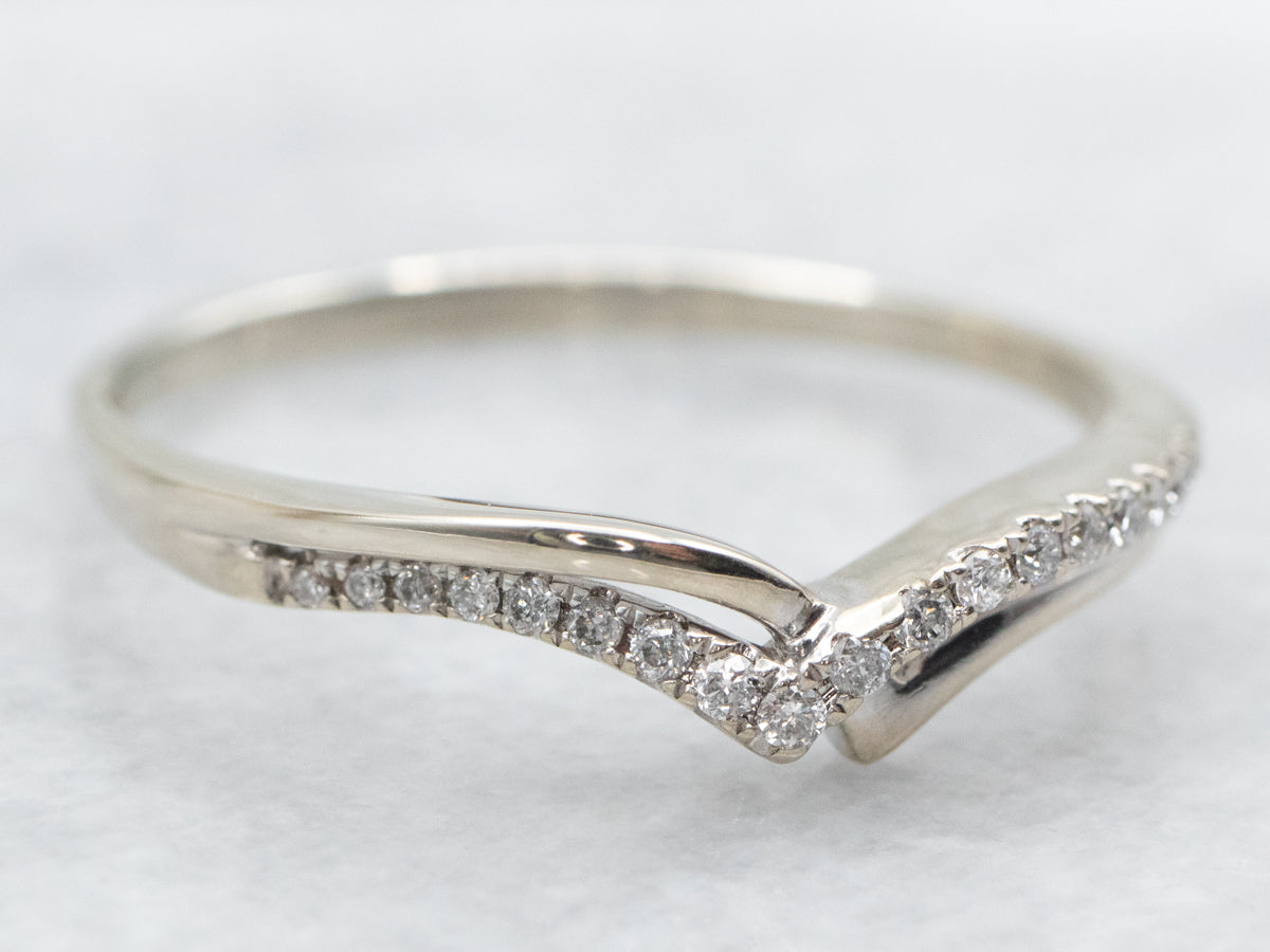 Curved Diamond Guard Wedding Band