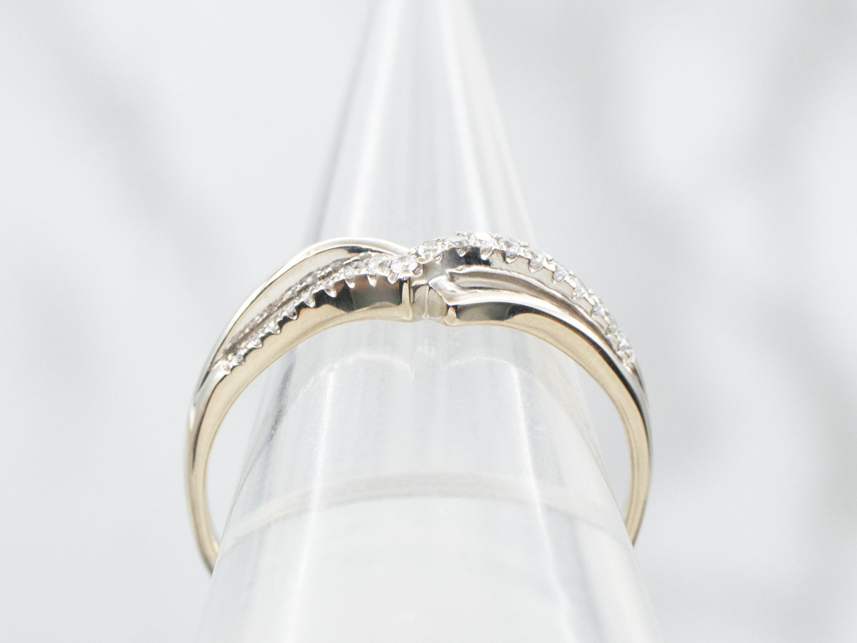 Curved Diamond Guard Wedding Band