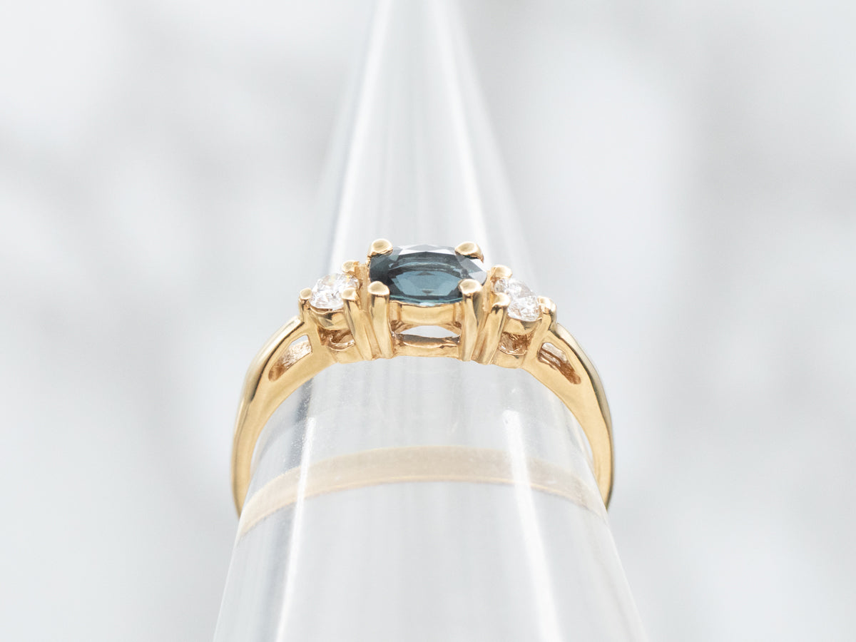 East to West Sapphire and Diamond Ring