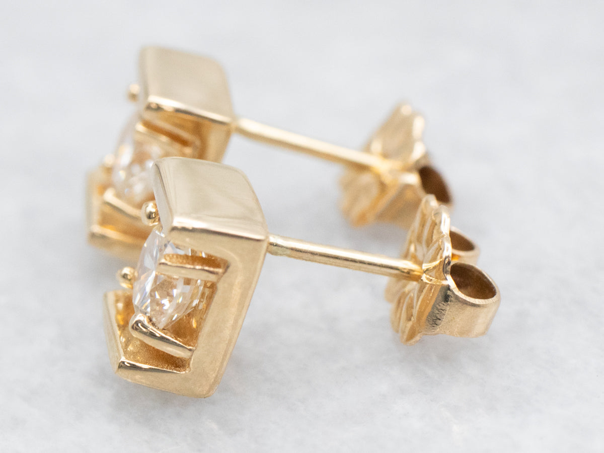 Bar Set Diamond Stud Earrings