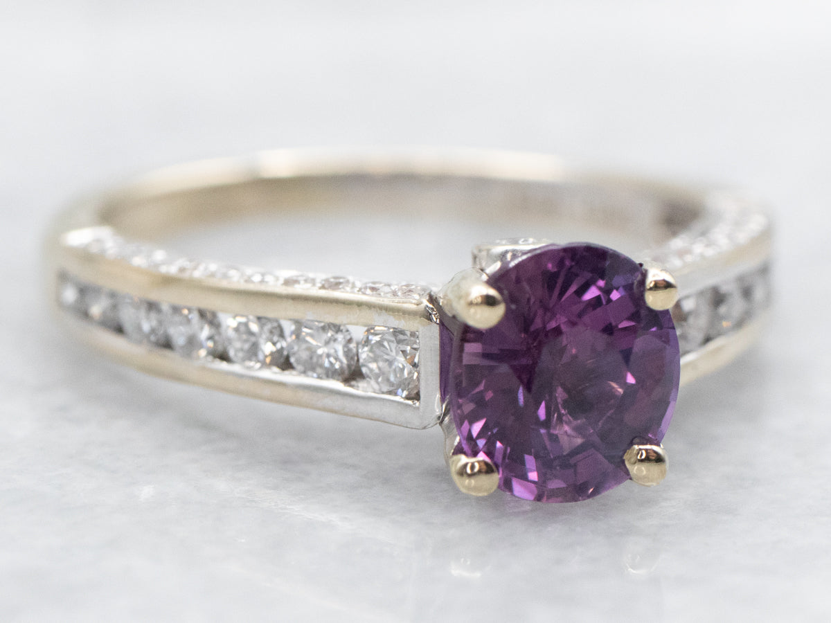 Pink Sapphire and Diamond Ring