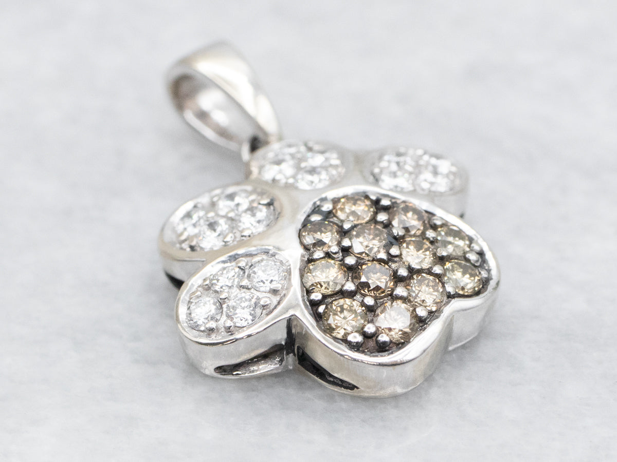 Diamond Set Puppy Paw Print Pendant