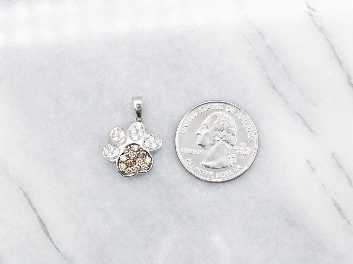 Diamond Set Puppy Paw Print Pendant