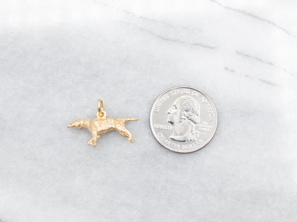 Detailed Gold Pointer Dog Charm