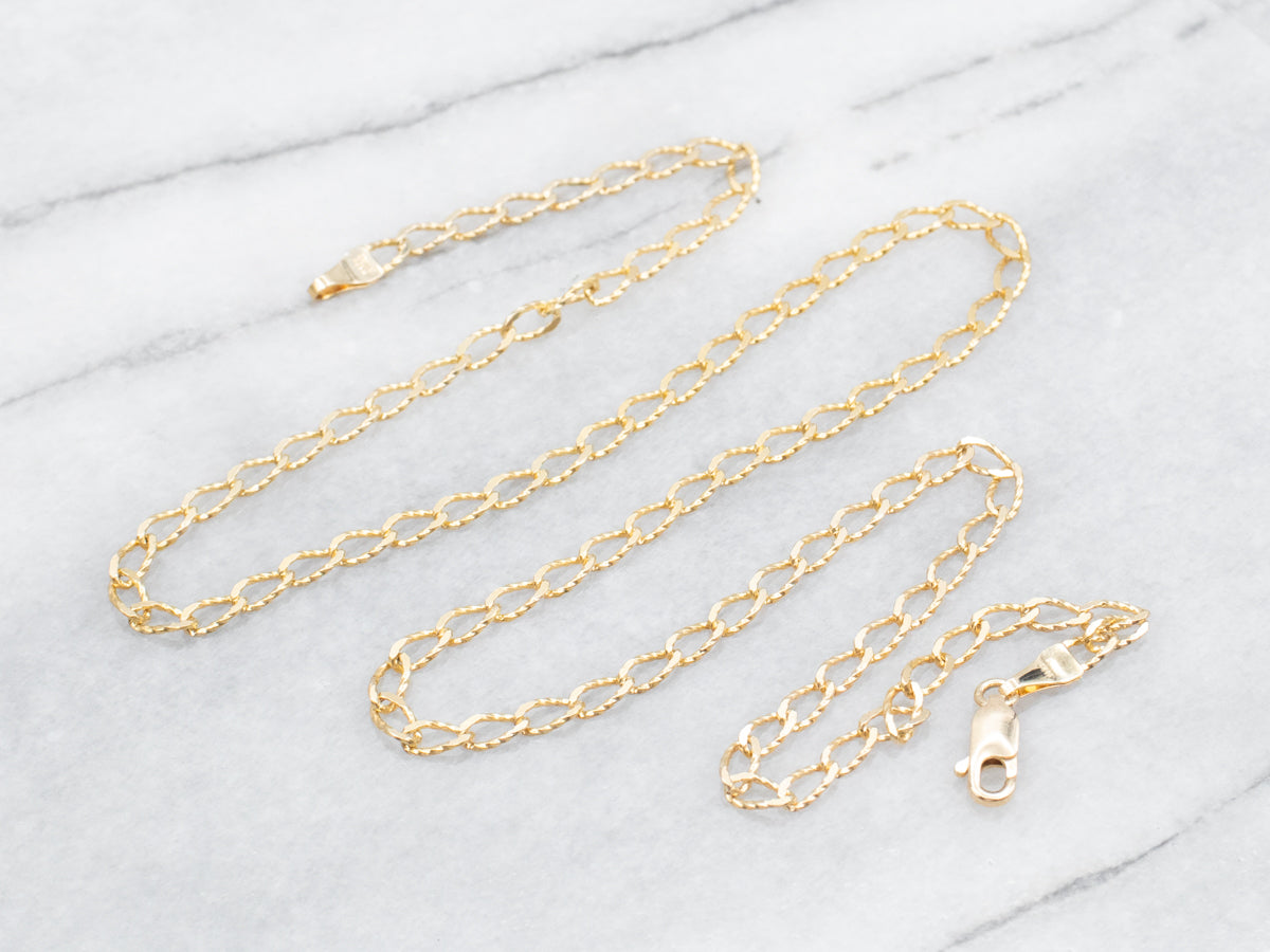 Textured Gold Curb Link Chain