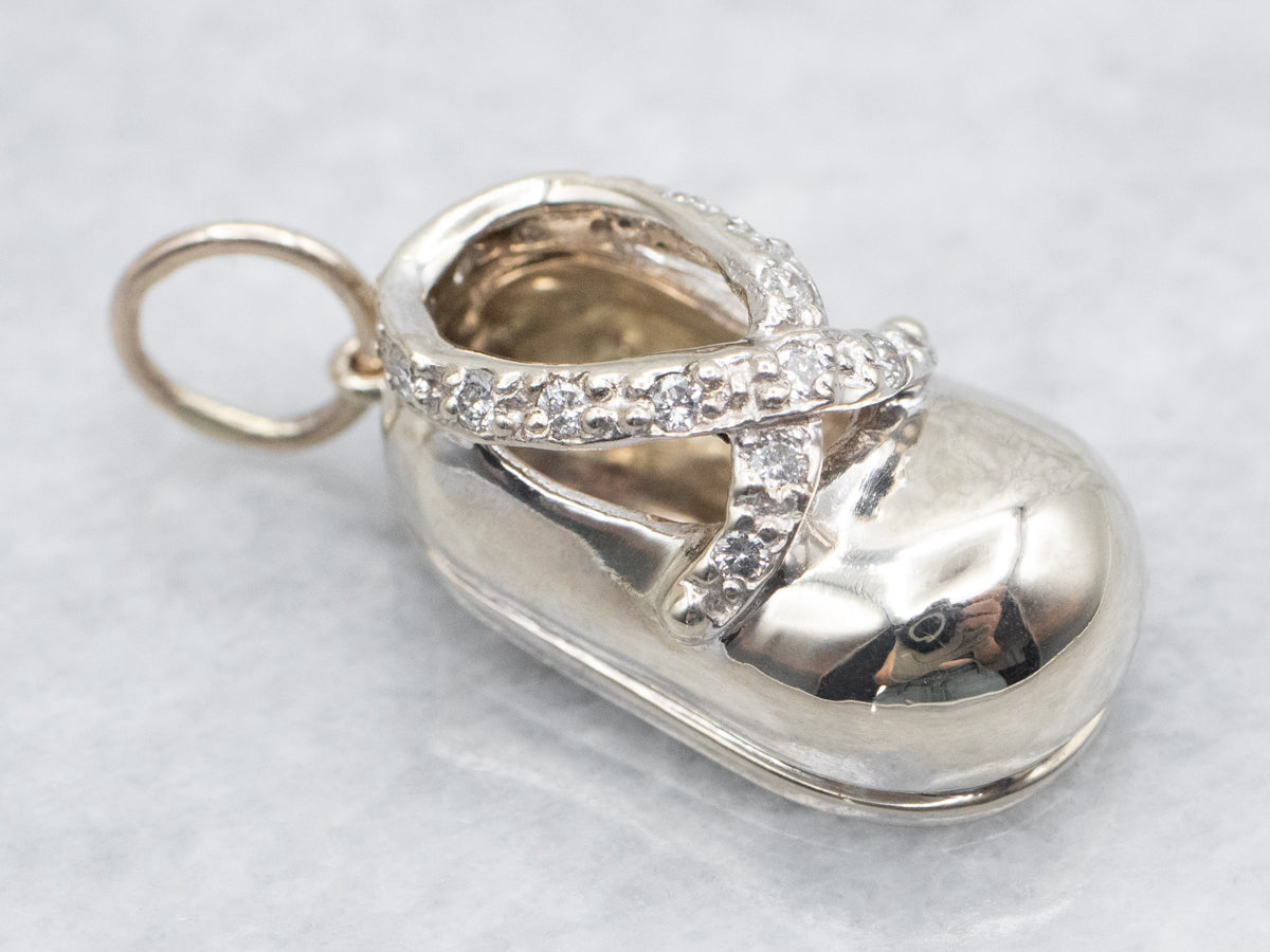 Sweet Diamond Baby Bootie Shoe Charm