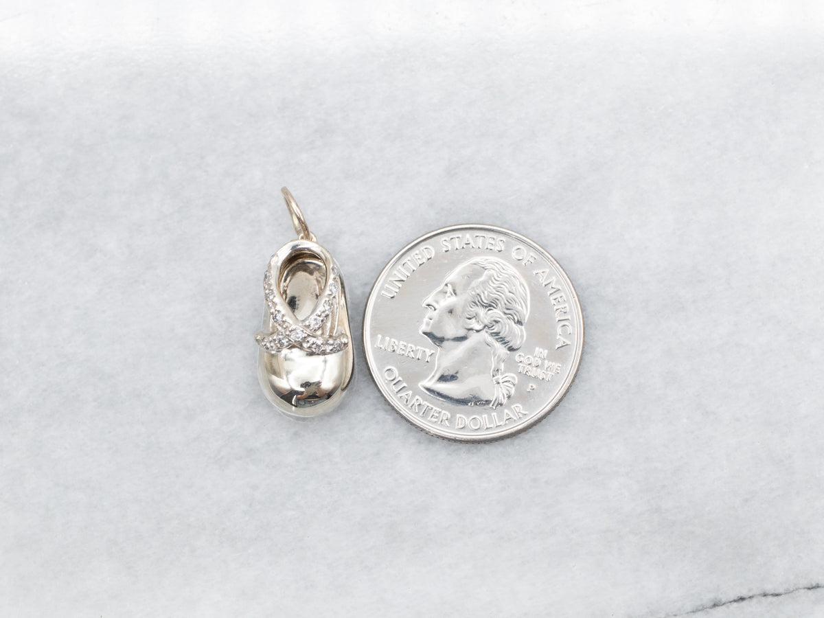 Sweet Diamond Baby Bootie Shoe Charm