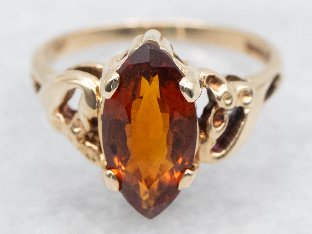 10k Solid Yellow Gold Marquise Cut Citrine and selling Diamond Ring