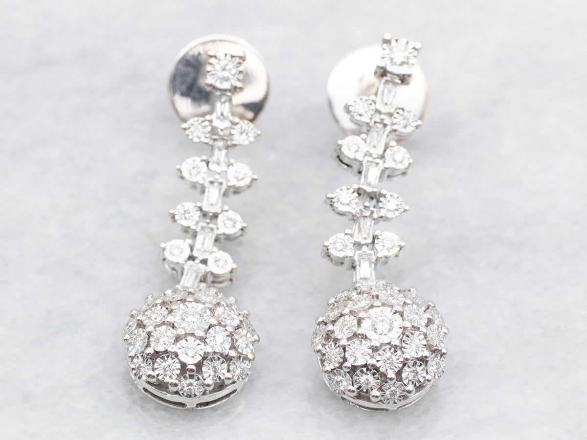 Elongated Sparkling Diamond Drop Earrings